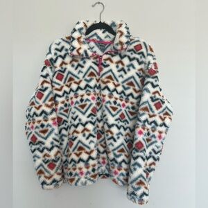 Eddie Bauer Women's Aztec Sherpa Fleece 1/4 Zip Pullover Jacket Southwest XL